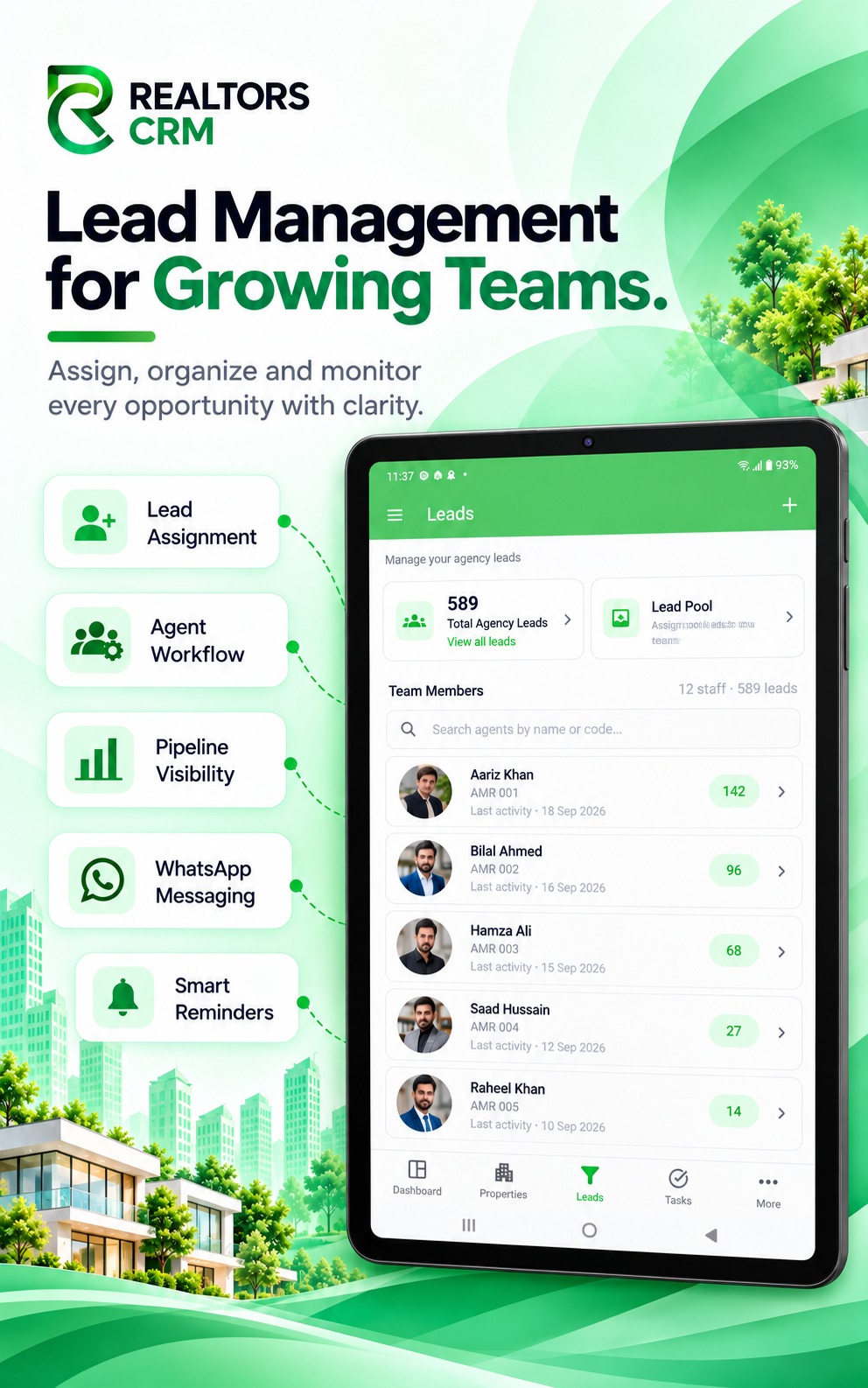 لوحة تحكم Realtors CRM